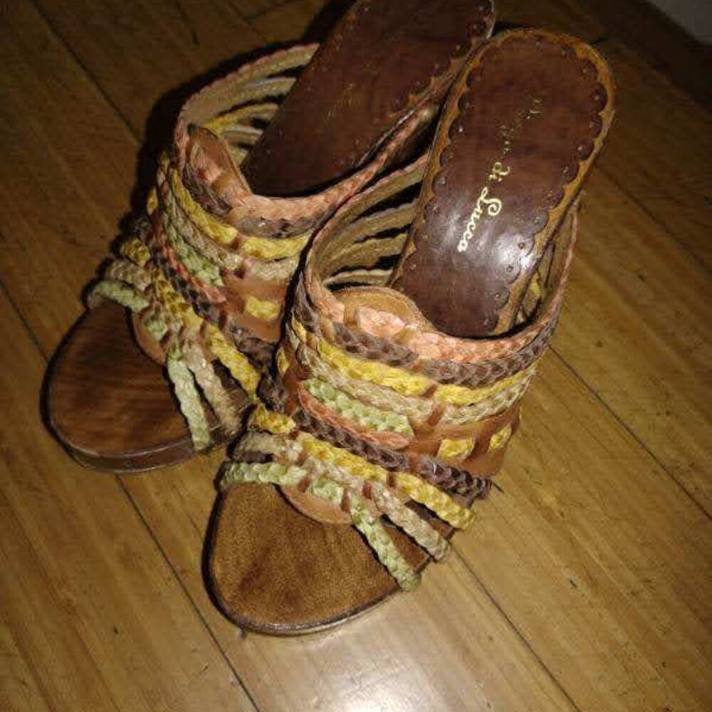 Diego Di Lucca ~  Warm Colors Braid  High Heels - 3 1/2" -  Size 6 -- NEW!